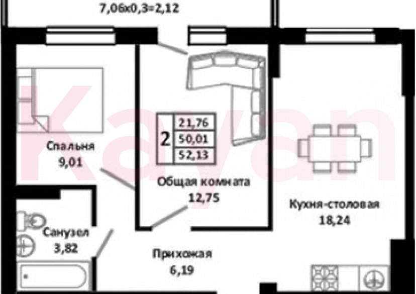 Продажа 3-комн. квартиры, 50.01 кв.м фото 0