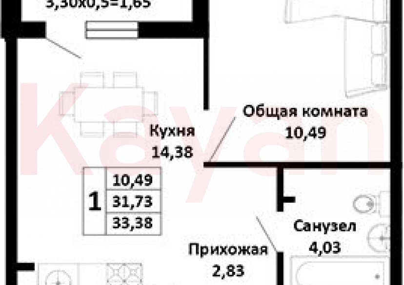 Продажа 2-комн. квартиры, 31.73 кв.м фото 0