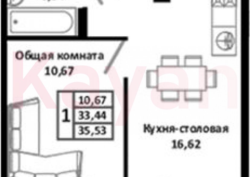 Продажа 2-комн. квартиры, 33.44 кв.м фото 0