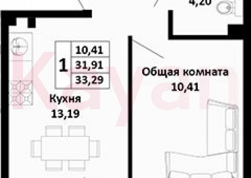 Продажа 2-комн. квартиры, 31.91 кв.м фото 0