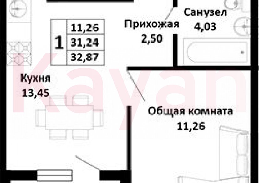 Продажа 2-комн. квартиры, 31.24 кв.м фото 0