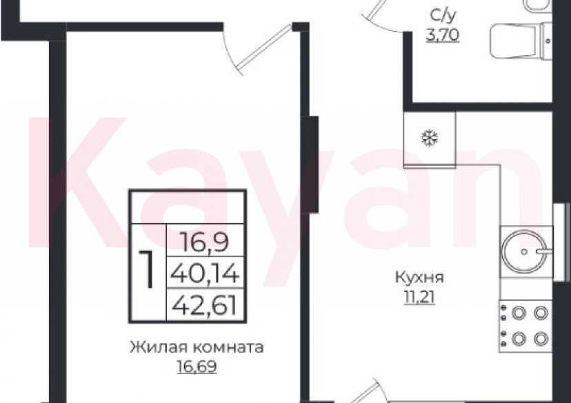 Продажа 1-комн. квартиры, 40.14 кв.м фото 0