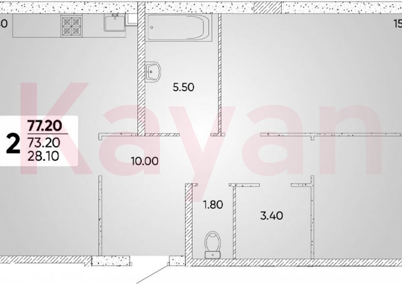 Продажа 2-комн. квартиры, 73.2 кв.м фото 0