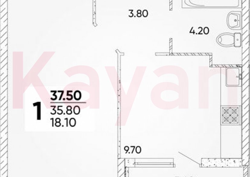 Продажа 1-комн. квартиры, 35.96 кв.м фото 0