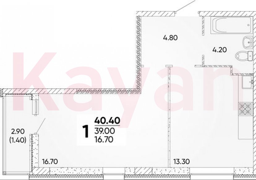 Продажа 1-комн. квартиры, 39.04 кв.м фото 0