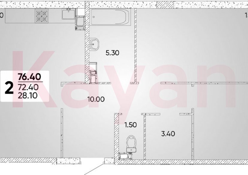 Продажа 2-комн. квартиры, 72.4 кв.м фото 0