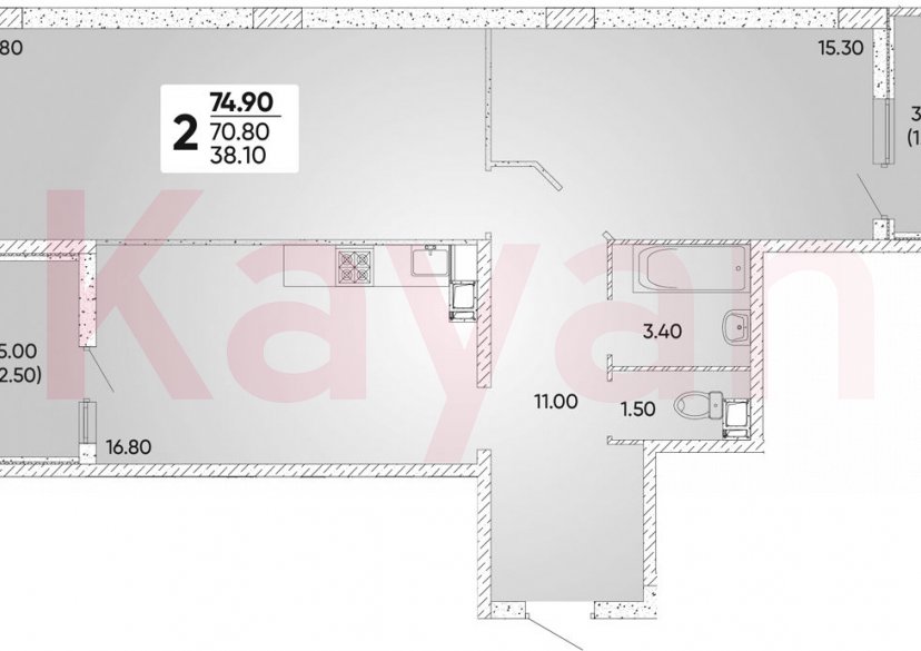 Продажа 2-комн. квартиры, 70.8 кв.м фото 0