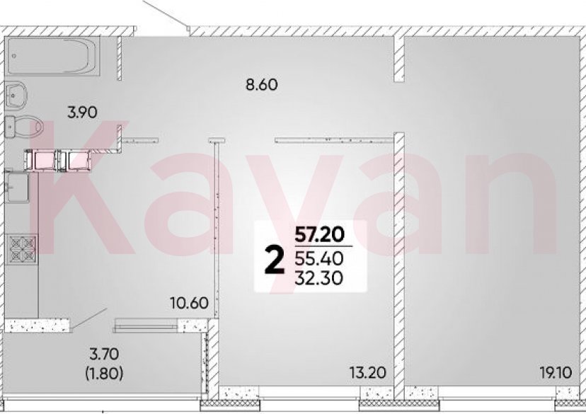 Продажа 2-комн. квартиры, 55.41 кв.м фото 0