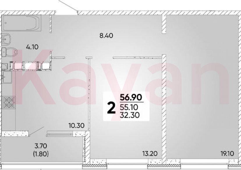 Продажа 2-комн. квартиры, 55.22 кв.м фото 0