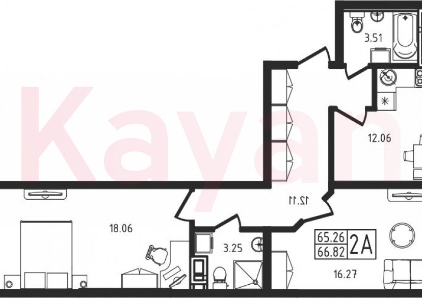 Продажа 2-комн. квартиры, 65.26 кв.м фото 0