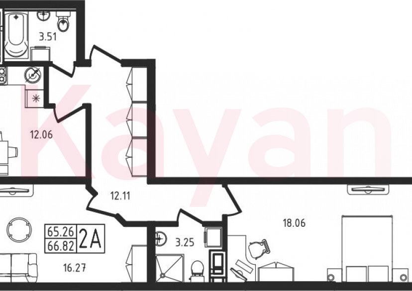 Продажа 2-комн. квартиры, 65.26 кв.м фото 0