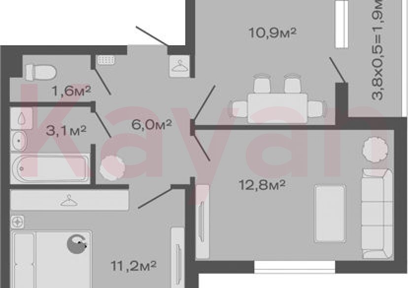 Продажа 2-комн. квартиры, 45.6 кв.м фото 0