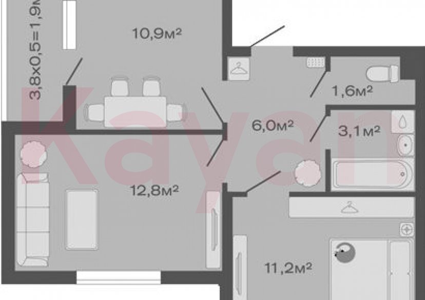 Продажа 2-комн. квартиры, 45.6 кв.м фото 0