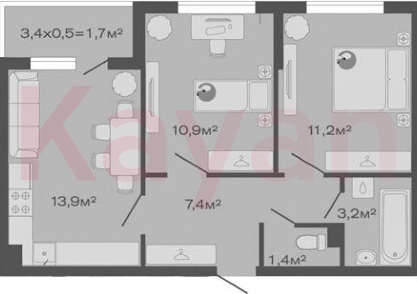 Продажа 2-комн. квартиры, 48 кв.м фото 0