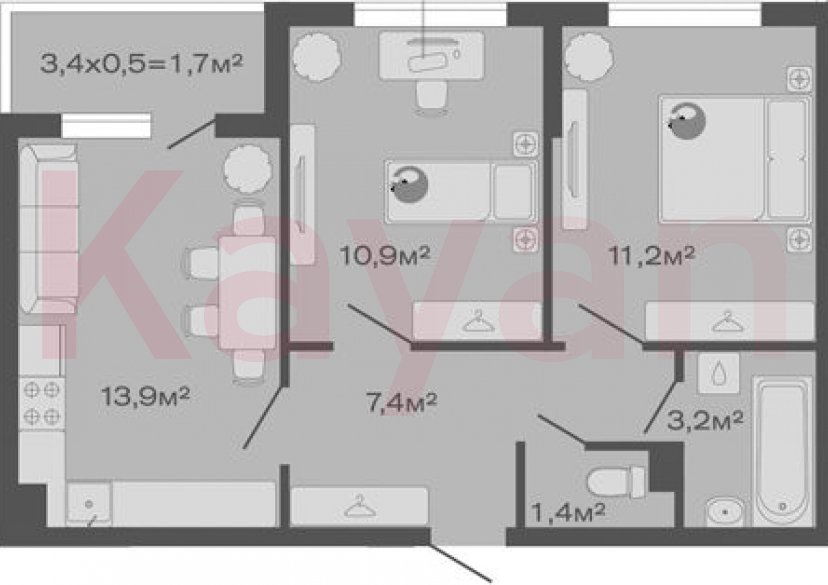 Продажа 2-комн. квартиры, 48 кв.м фото 0