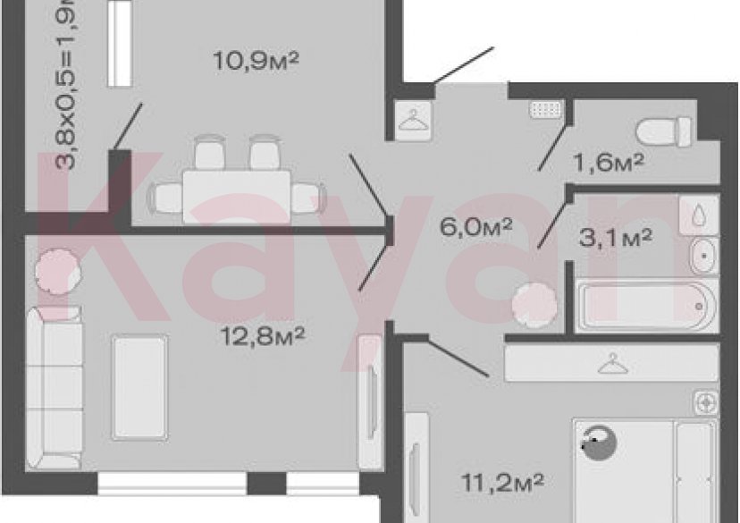 Продажа 2-комн. квартиры, 45.6 кв.м фото 0