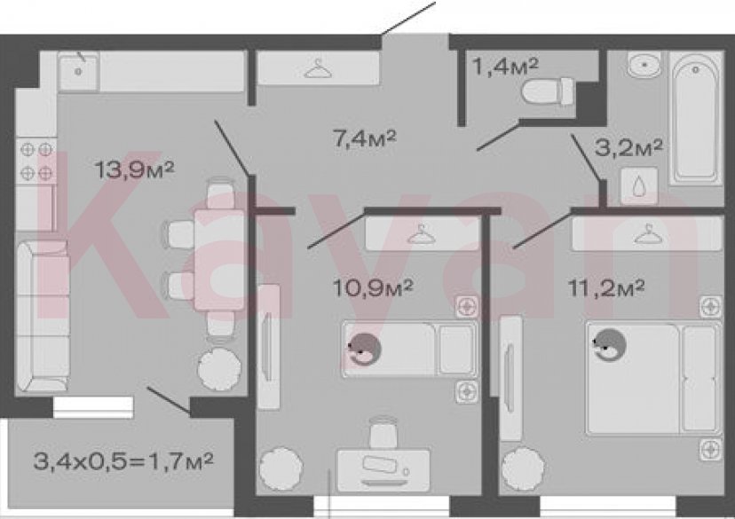 Продажа 2-комн. квартиры, 48 кв.м фото 0