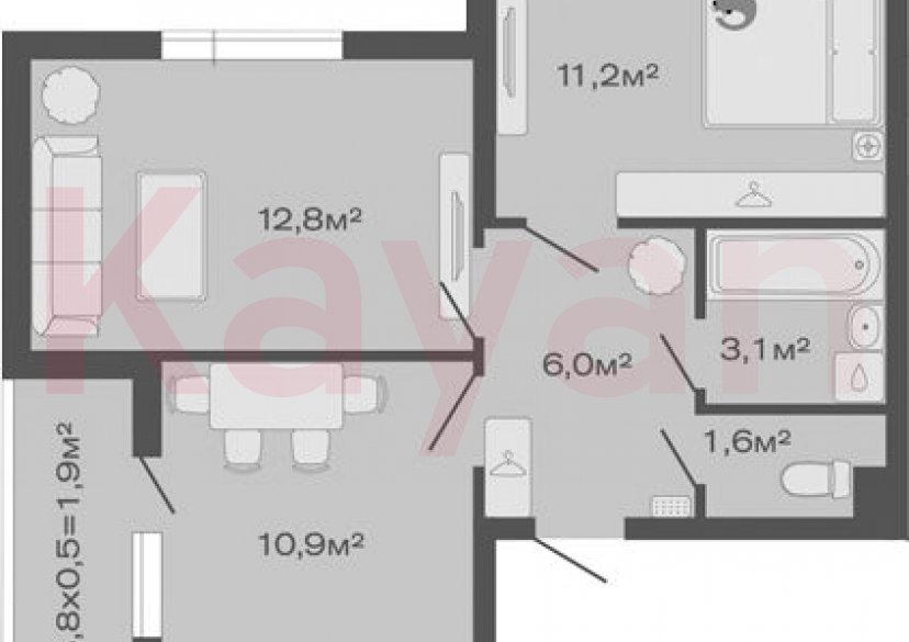 Продажа 2-комн. квартиры, 45.6 кв.м фото 0