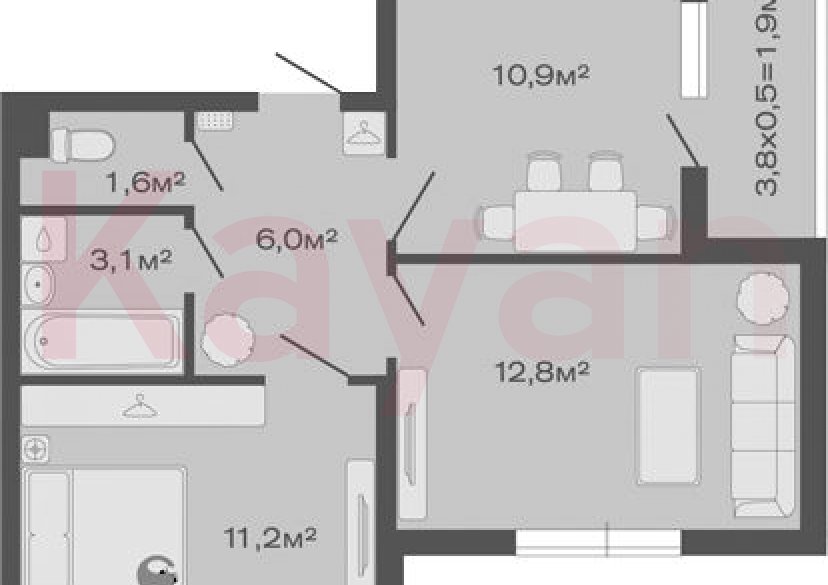 Продажа 2-комн. квартиры, 45.6 кв.м фото 0