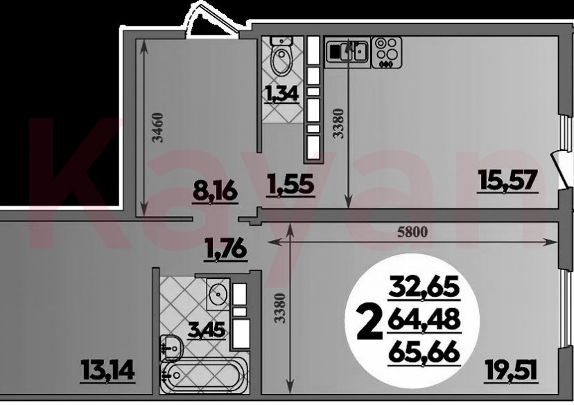 Продажа 2-комн. квартиры, 64.48 кв.м фото 0