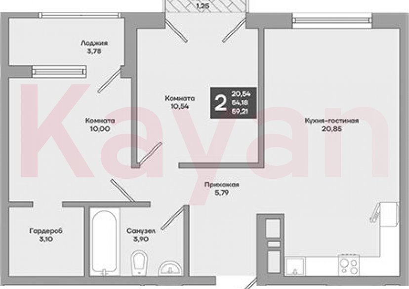 Продажа 2-комн. квартиры, 54.18 кв.м фото 0