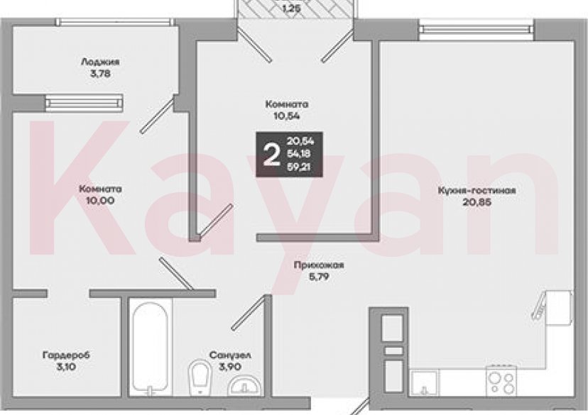 Продажа 2-комн. квартиры, 54.18 кв.м фото 0