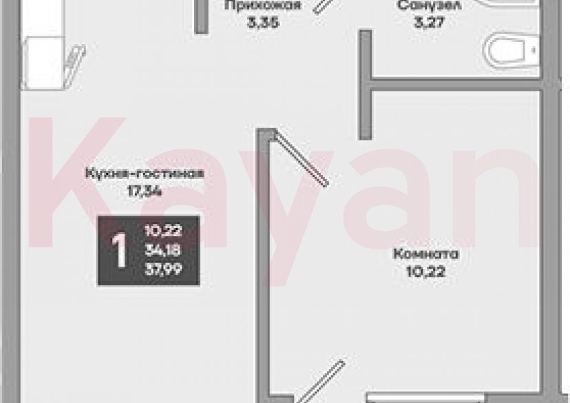 Продажа 1-комн. квартиры, 34.18 кв.м фото 0