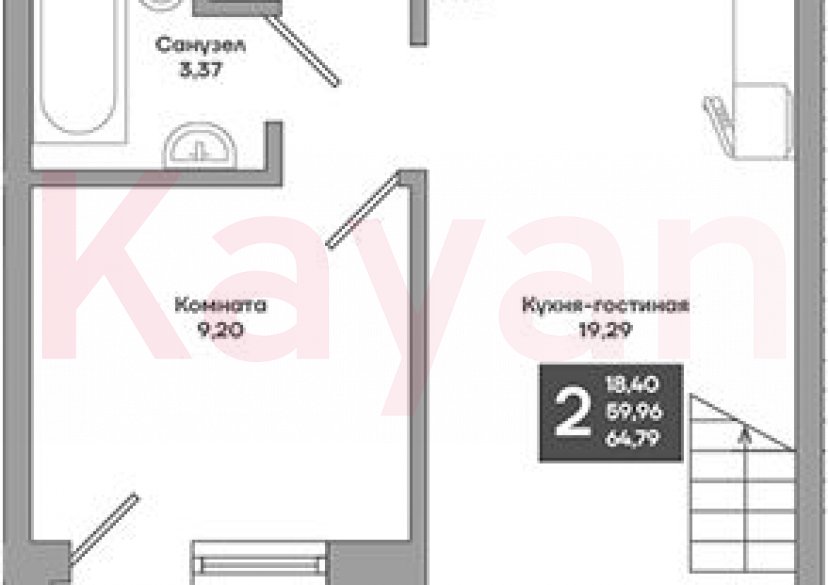 Продажа 2-комн. квартиры, 59.96 кв.м фото 0