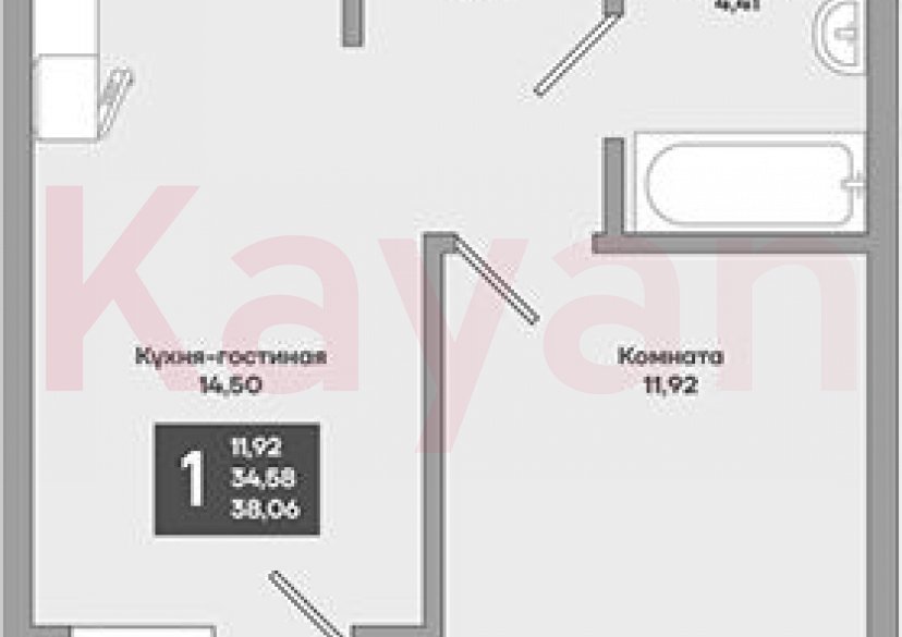 Продажа 1-комн. квартиры, 34.58 кв.м фото 0