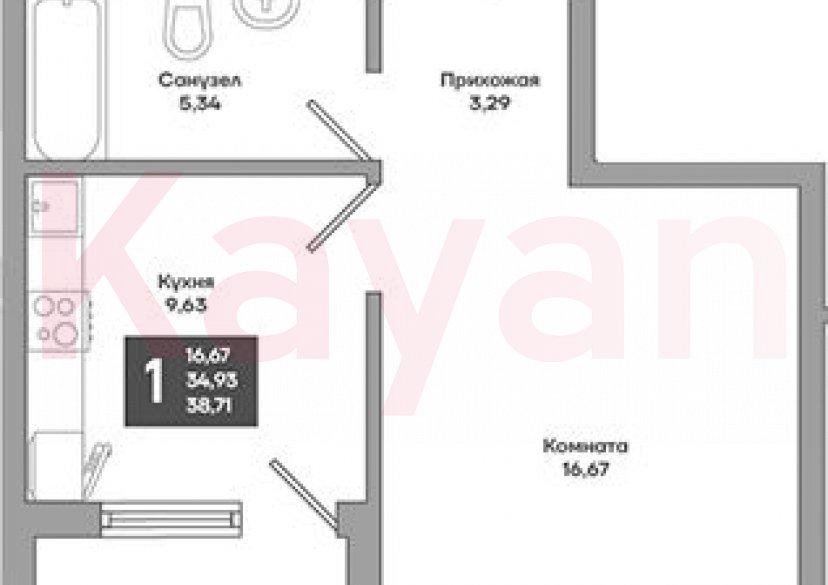 Продажа 1-комн. квартиры, 34.93 кв.м фото 0