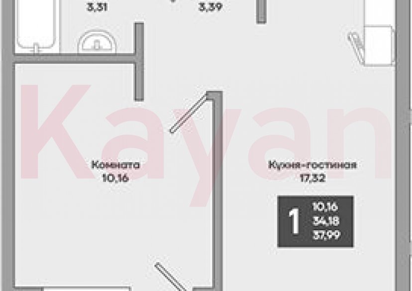 Продажа 1-комн. квартиры, 34.18 кв.м фото 0