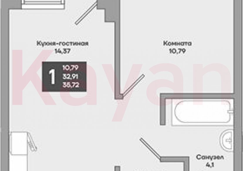 Продажа 1-комн. квартиры, 32.91 кв.м фото 0