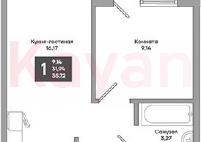 Продажа 1-комн. квартиры, 31.94 кв.м фото 0