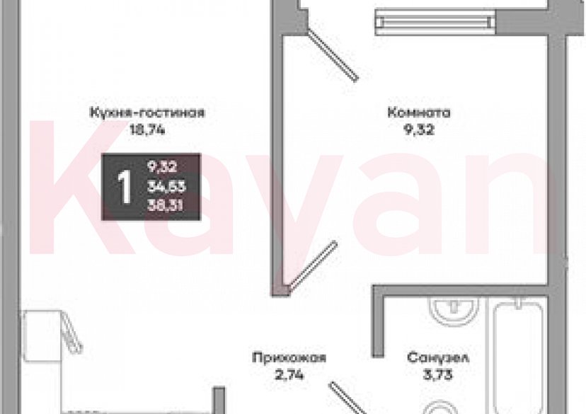 Продажа 1-комн. квартиры, 34.53 кв.м фото 0