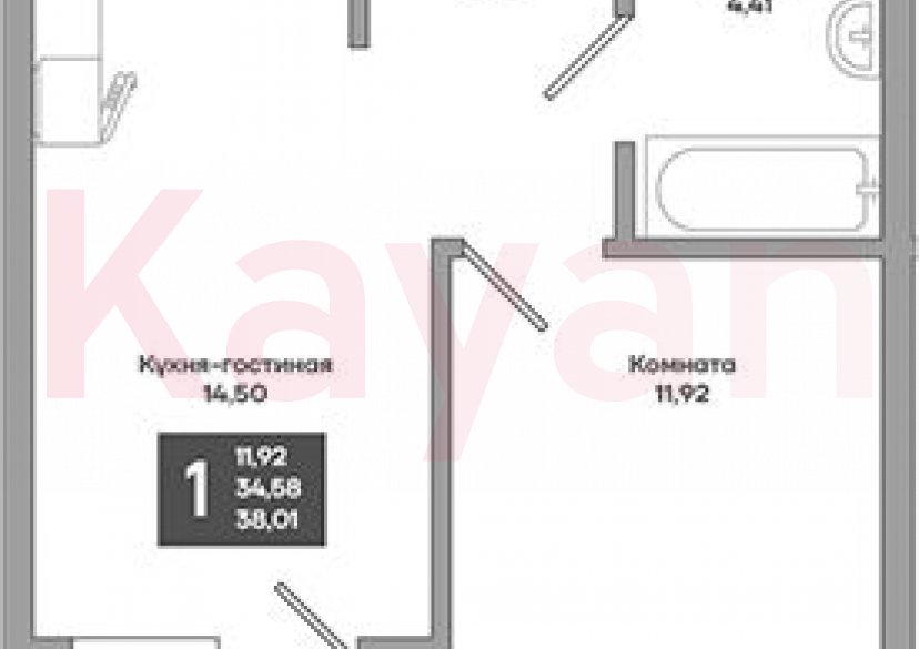 Продажа 1-комн. квартиры, 34.58 кв.м фото 0