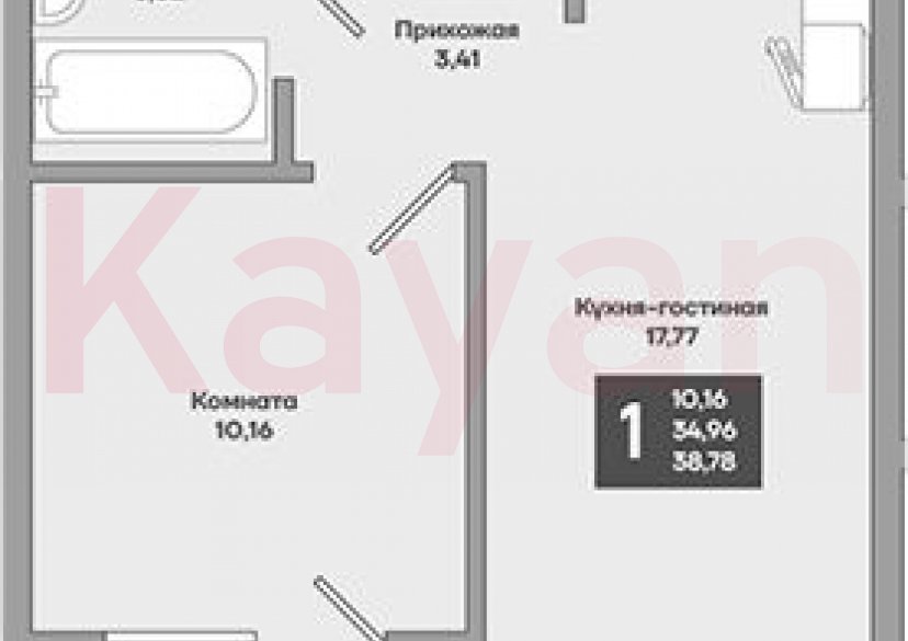 Продажа 1-комн. квартиры, 34.96 кв.м фото 0