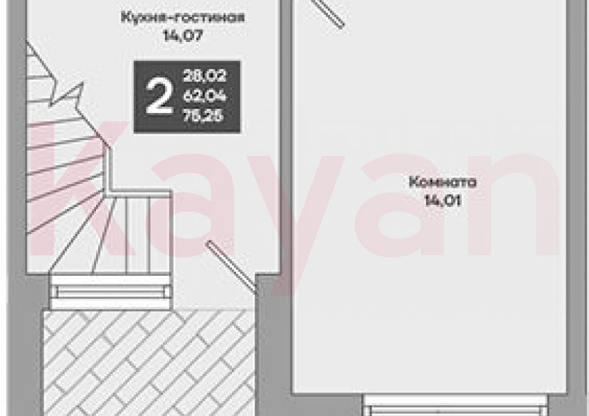 Продажа 1-комн. квартиры, 62.04 кв.м фото 0