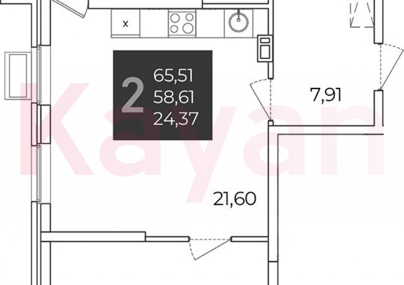 Продажа 2-комн. квартиры, 58.61 кв.м фото 0