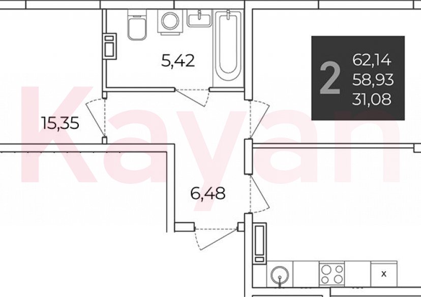 Продажа 2-комн. квартиры, 58.93 кв.м фото 0