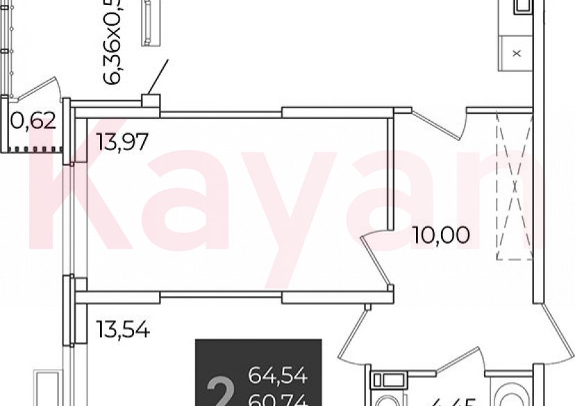 Продажа 2-комн. квартиры, 60.73 кв.м фото 0