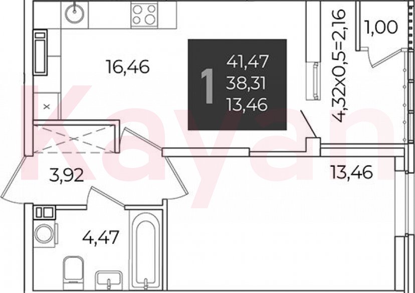 Продажа 1-комн. квартиры, 38.31 кв.м фото 0