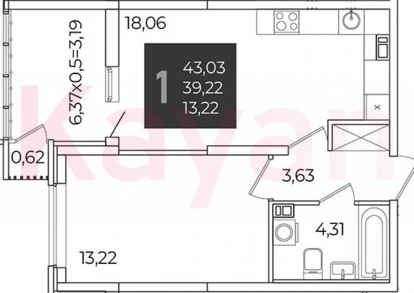 Продажа 1-комн. квартиры, 39.22 кв.м фото 0