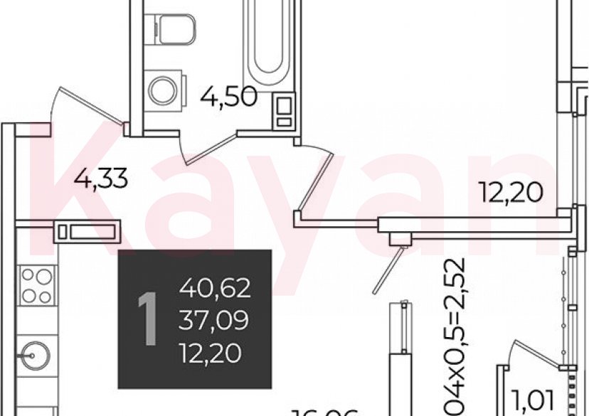 Продажа 1-комн. квартиры, 37.09 кв.м фото 0