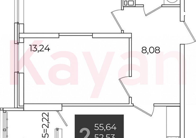 Продажа 2-комн. квартиры, 52.53 кв.м фото 0