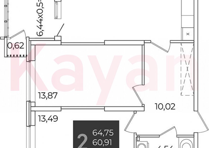 Продажа 2-комн. квартиры, 60.91 кв.м фото 0