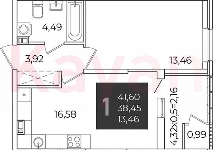 Продажа 1-комн. квартиры, 38.45 кв.м фото 0