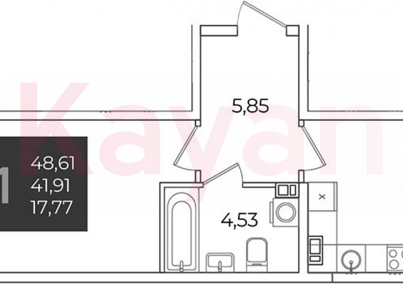 Продажа 1-комн. квартиры, 41.91 кв.м фото 0