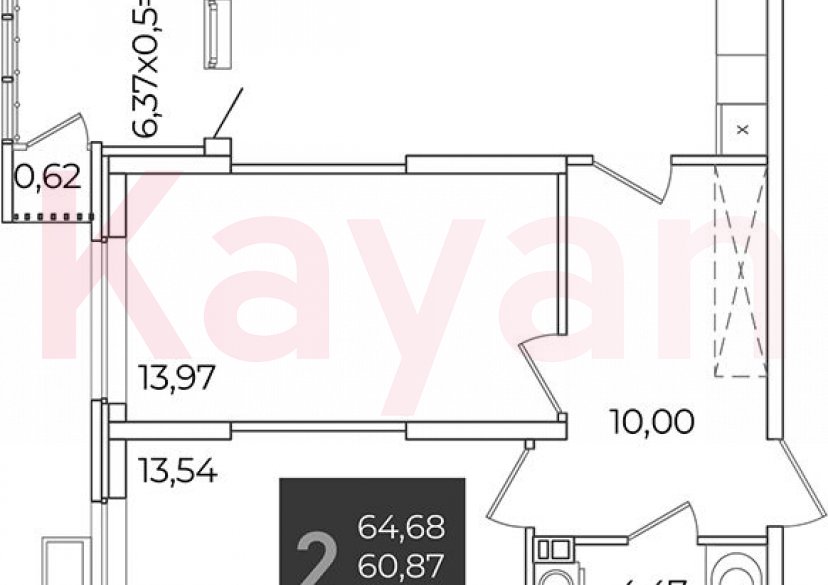 Продажа 2-комн. квартиры, 60.87 кв.м фото 0