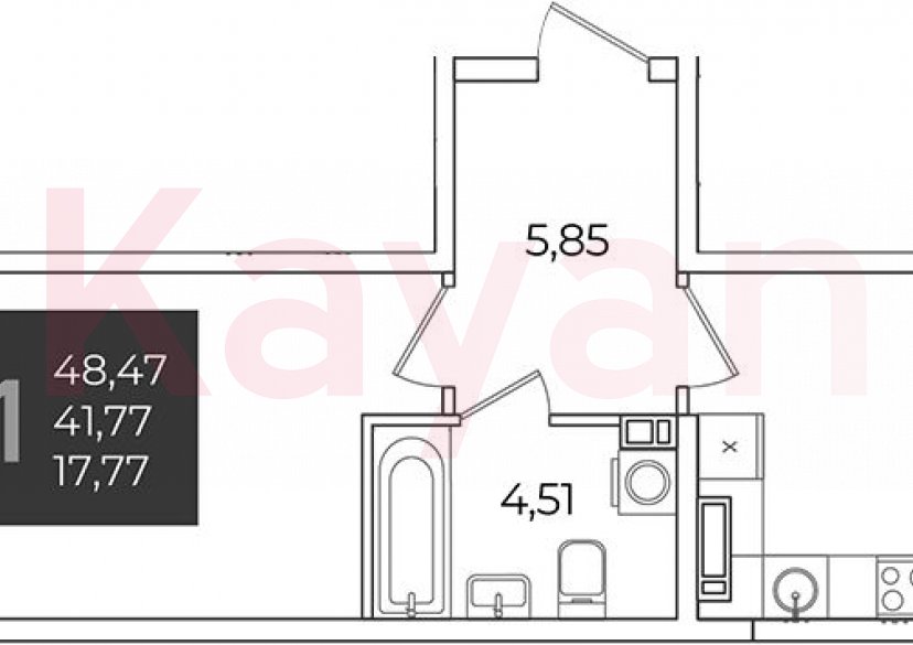 Продажа 1-комн. квартиры, 41.77 кв.м фото 0