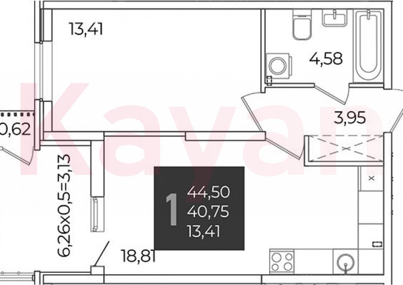 Продажа 1-комн. квартиры, 40.75 кв.м фото 0